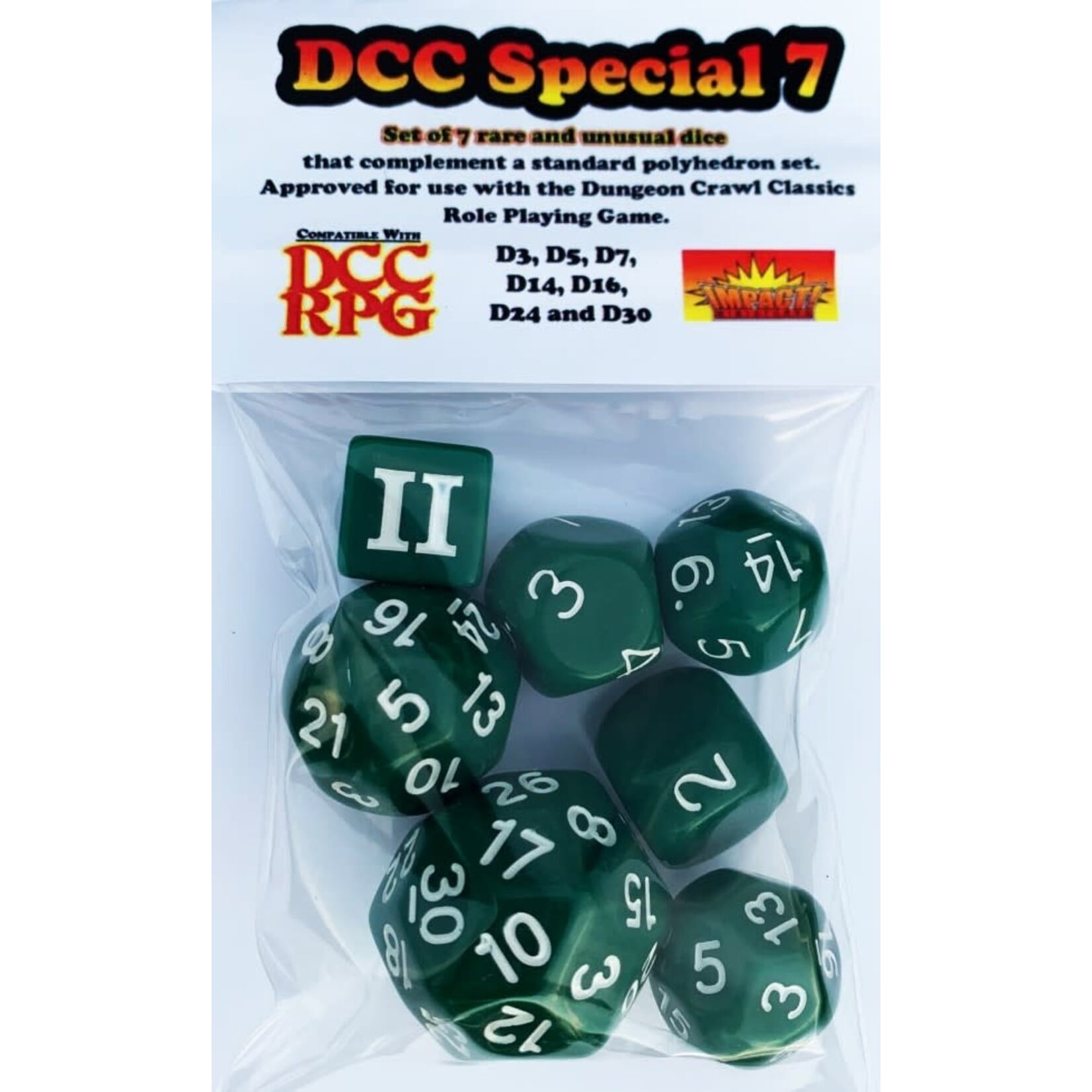 Goodman Games DCC Special 7 Dice Set — Green