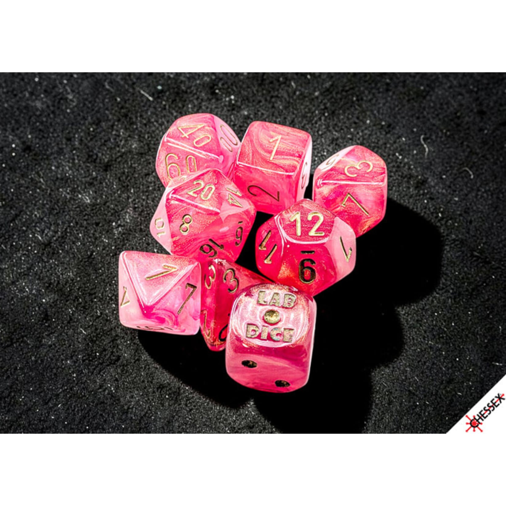 Chessex Lab Dice: Shimmer Ignis/Gold Polyhedral 7-Dice Set