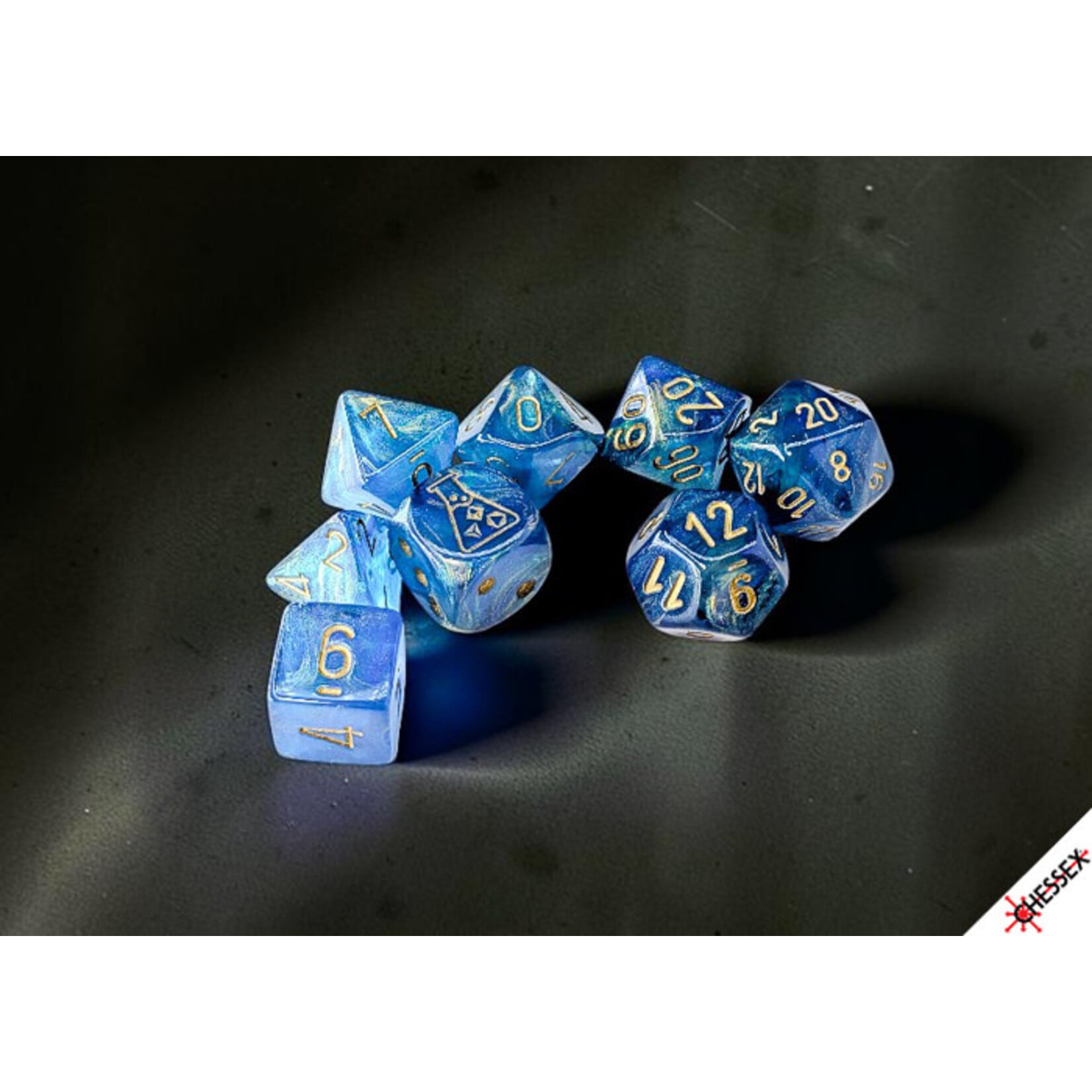 Chessex Lab Dice: Shimmer Aqueos/ Polyhedral 7-Dice Set