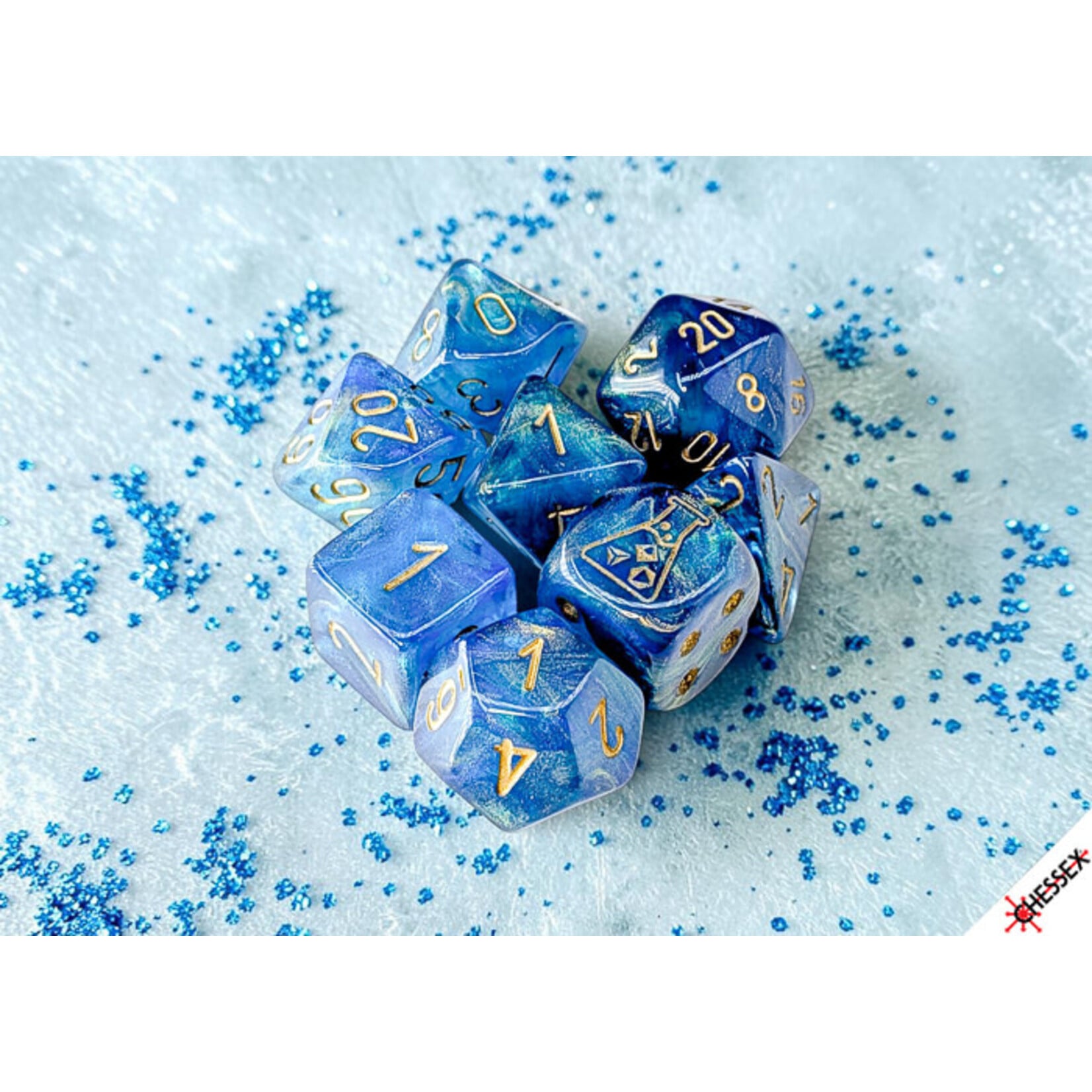 Chessex Lab Dice: Shimmer Aqueos/ Polyhedral 7-Dice Set