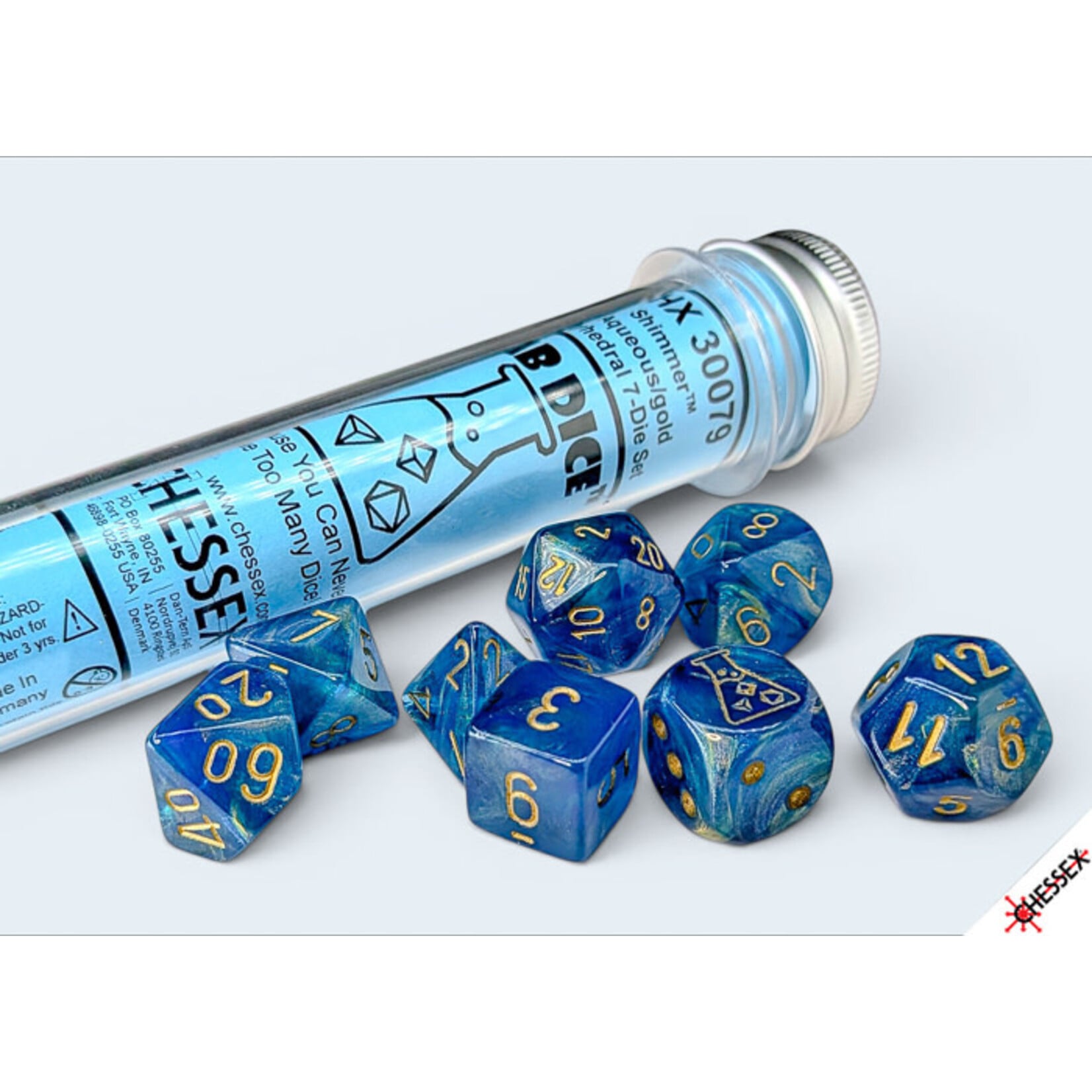 Chessex Lab Dice: Shimmer Aqueos/ Polyhedral 7-Dice Set