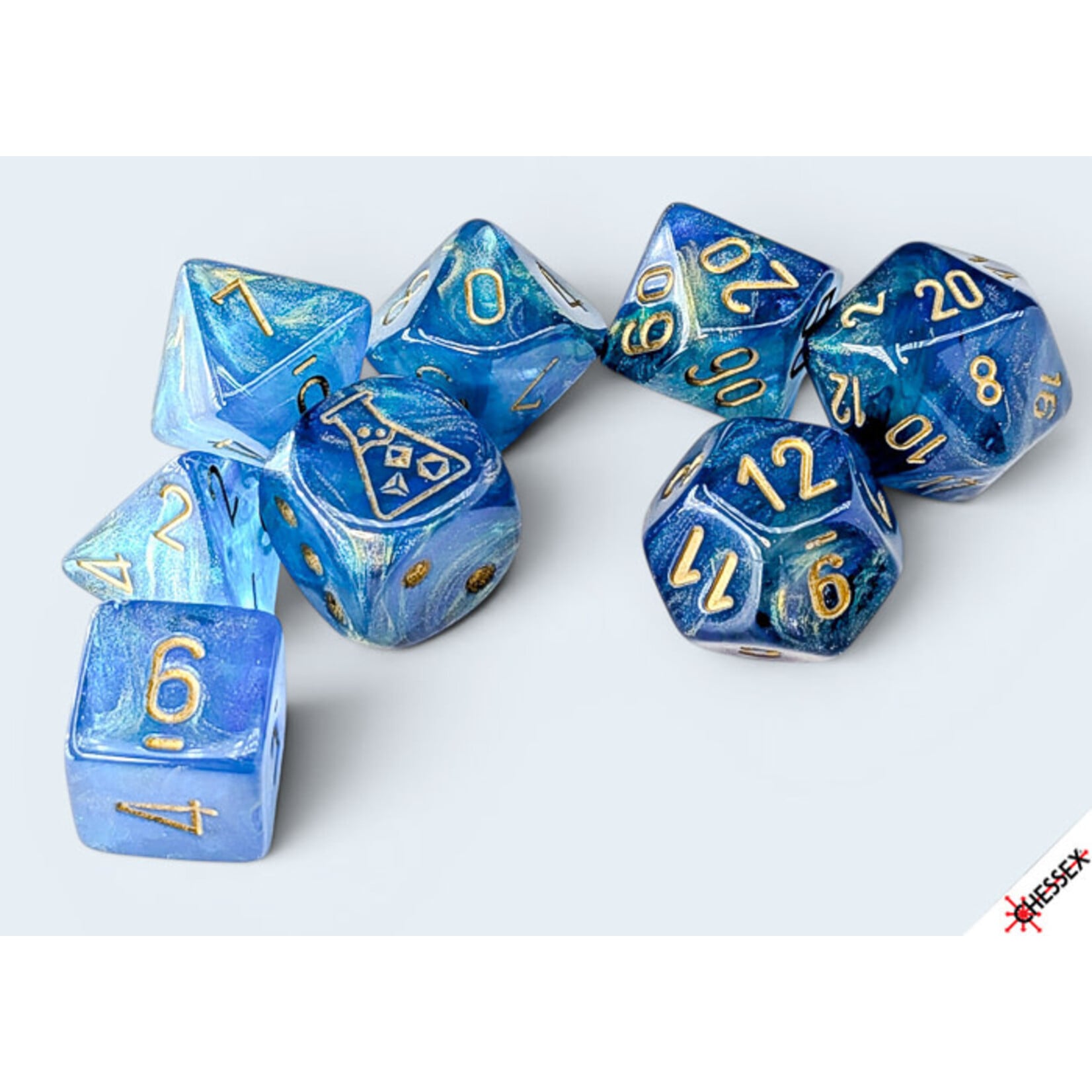 Chessex Lab Dice: Shimmer Aqueos/ Polyhedral 7-Dice Set