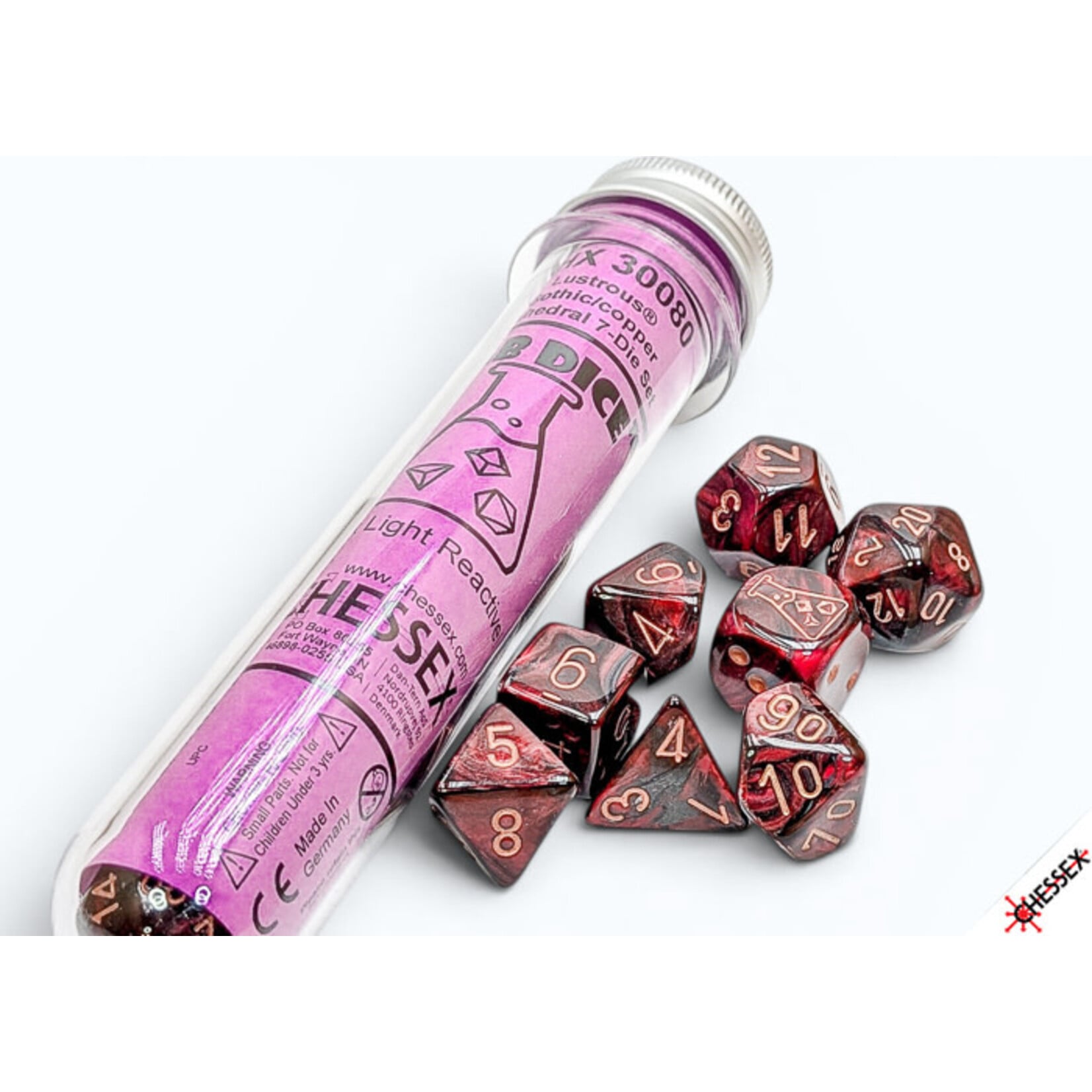 Chessex Lab Dice: Lustrous Gothic/ Polyhedral 7-Dice Set