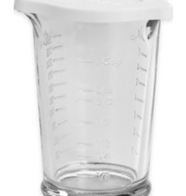 8 oz Triple Pour Measuring Cup Glass w/ Lid