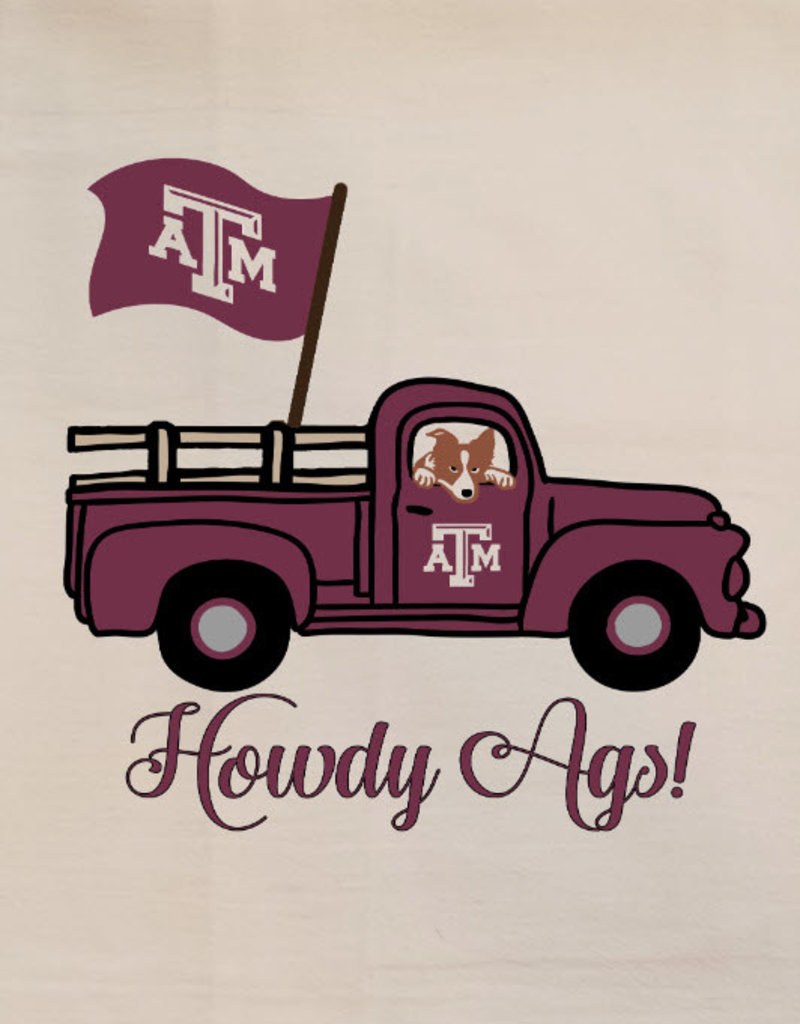 Howdy Ags Flag Truck Tea Towel