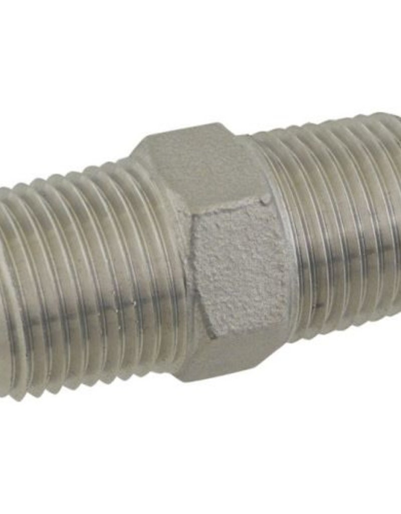 1/2" MPT Hex Stainless Steel Nipple