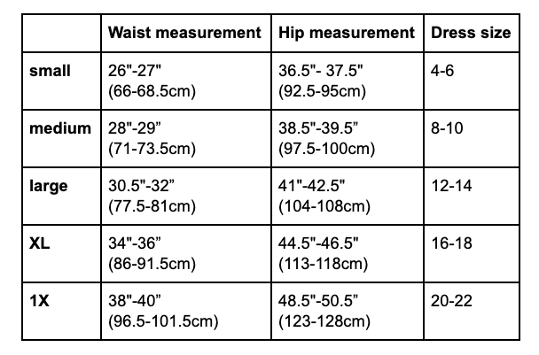 size chart