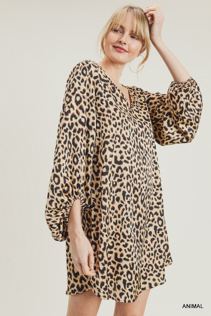satin animal print dress