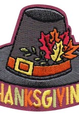 Advantage Emblem & Screen Prnt *Thanksgiving Pilgrim Captain Hat Fun Patch
