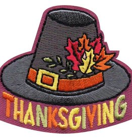 Advantage Emblem & Screen Prnt *Thanksgiving Pilgrim Captain Hat Fun Patch