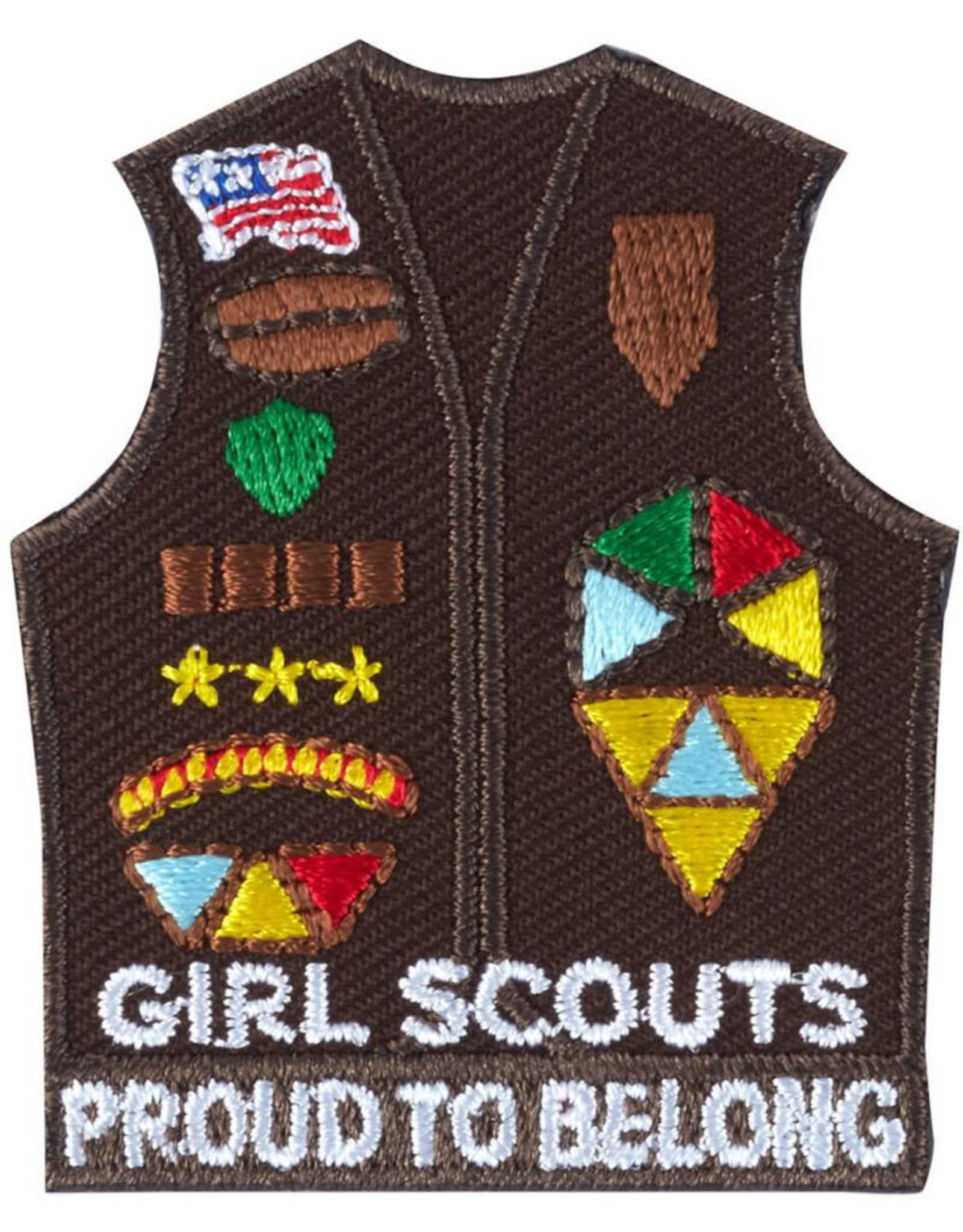 GIRL SCOUTS OF THE USA *Brownie Vest With Insignia Iron-On Fun Patch