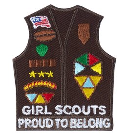 GIRL SCOUTS OF THE USA *Brownie Vest With Insignia Iron-On Fun Patch