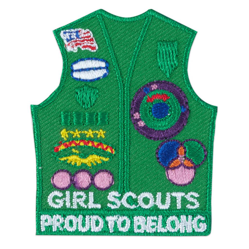 GIRL SCOUTS OF THE USA *Junior Vest With Insignia IronOn Fun Patch Girl Scouts of Silver Sage
