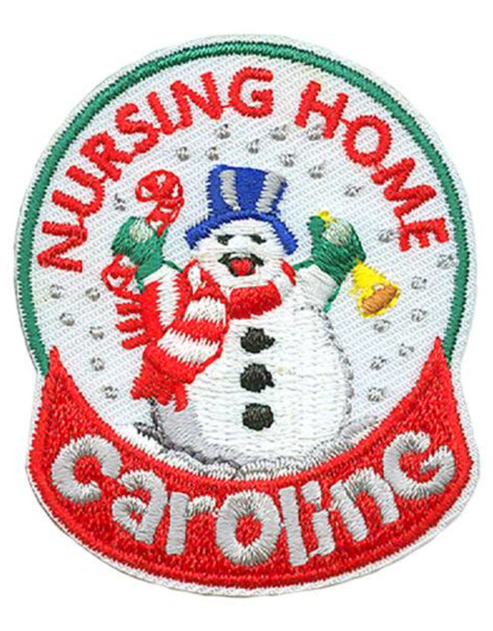 Advantage Emblem & Screen Prnt *Nursing Home Caroling Snow Globe Fun Patch
