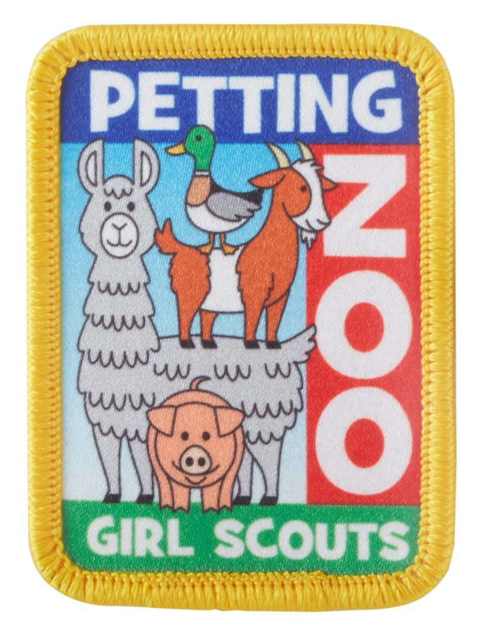 GIRL SCOUTS OF THE USA !Petting Zoo Llama Goat Pig Duck Iron-On Fun Patch
