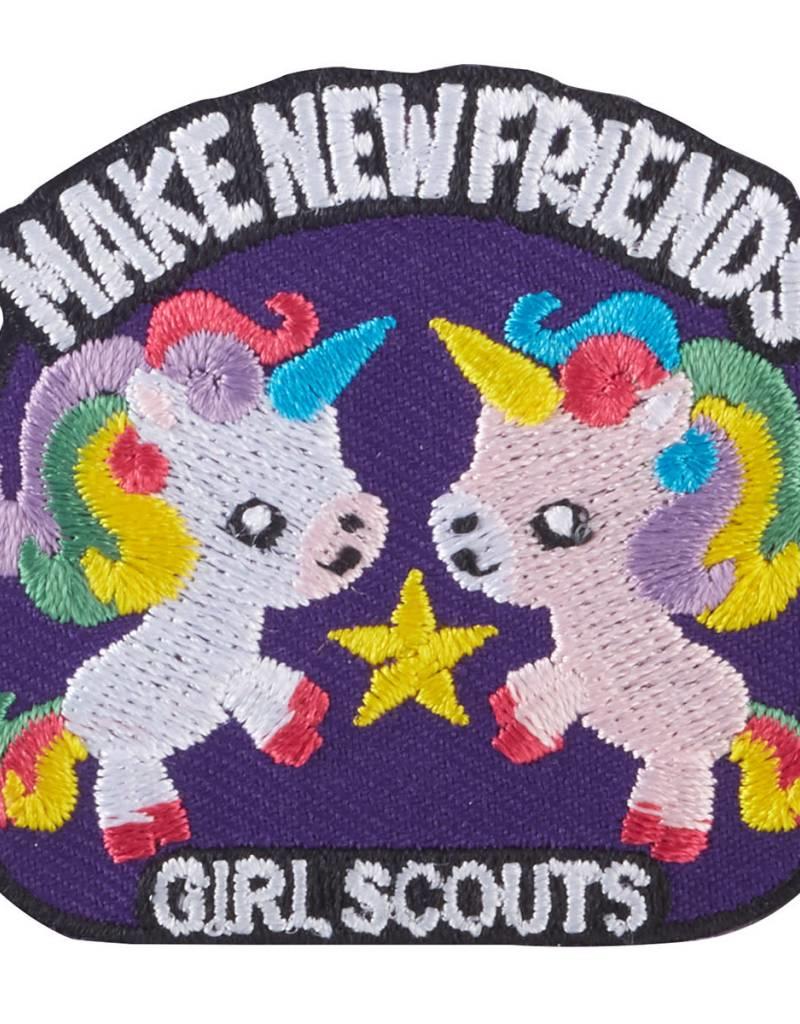 GIRL SCOUTS OF THE USA Make New Friends Unicorns Iron-On Fun Patch ...
