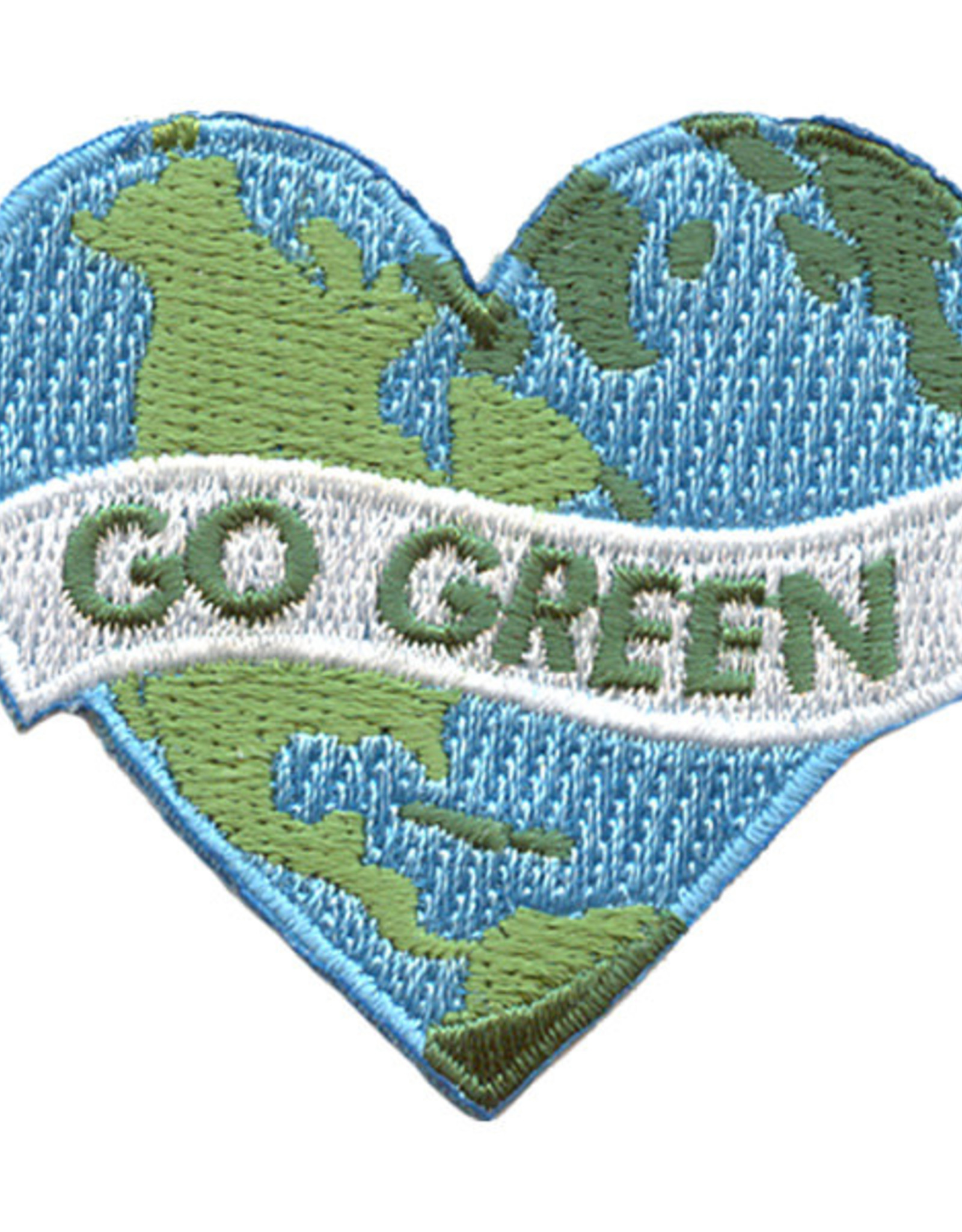 Advantage Emblem & Screen Prnt Go Green Heart-Shaped Earth Environment Fun Patch