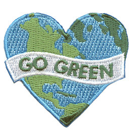 Advantage Emblem & Screen Prnt Go Green Heart-Shaped Earth Environment Fun Patch