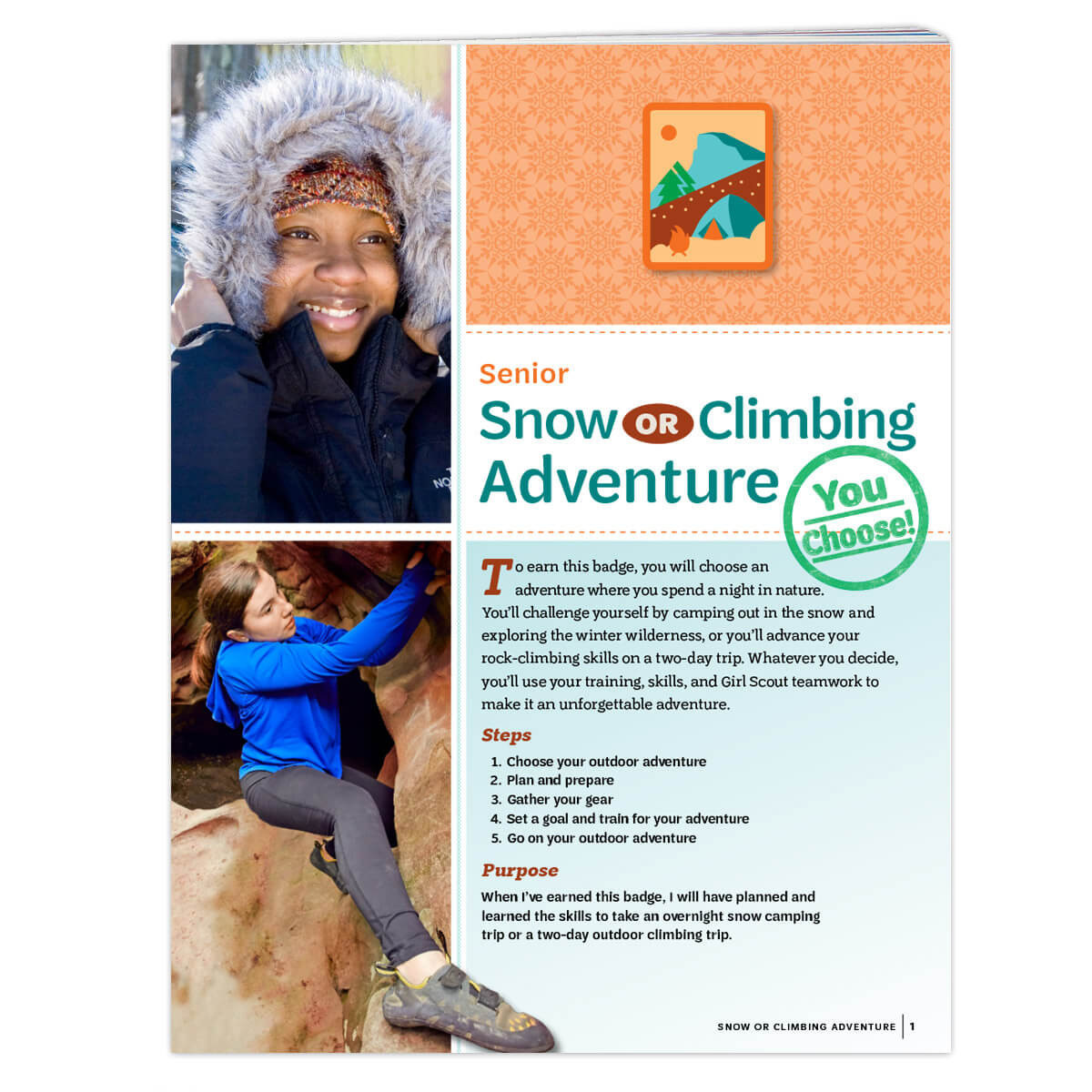 Senior Snow or Climbing Adventure Badge Requirements Pamphlet Girl