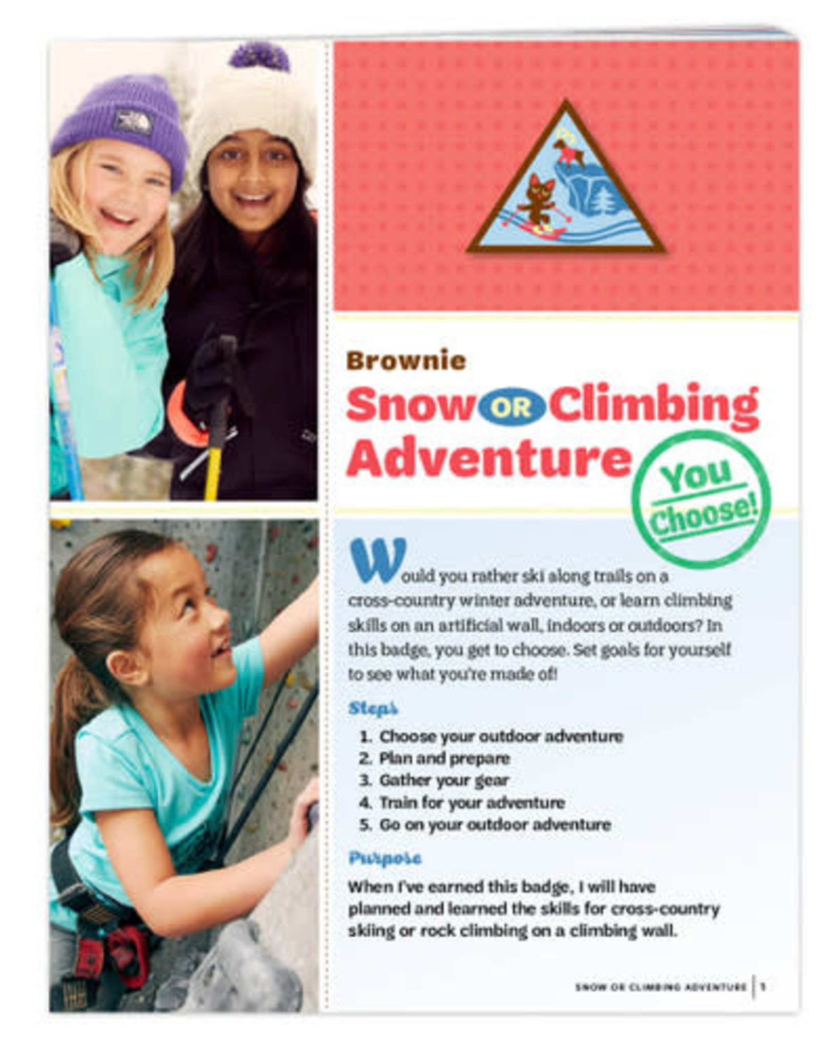 Brownie Snow Or Climbing Adventure Badge Requirements Pamphlet Girl Scouts Of Silver Sage 2592