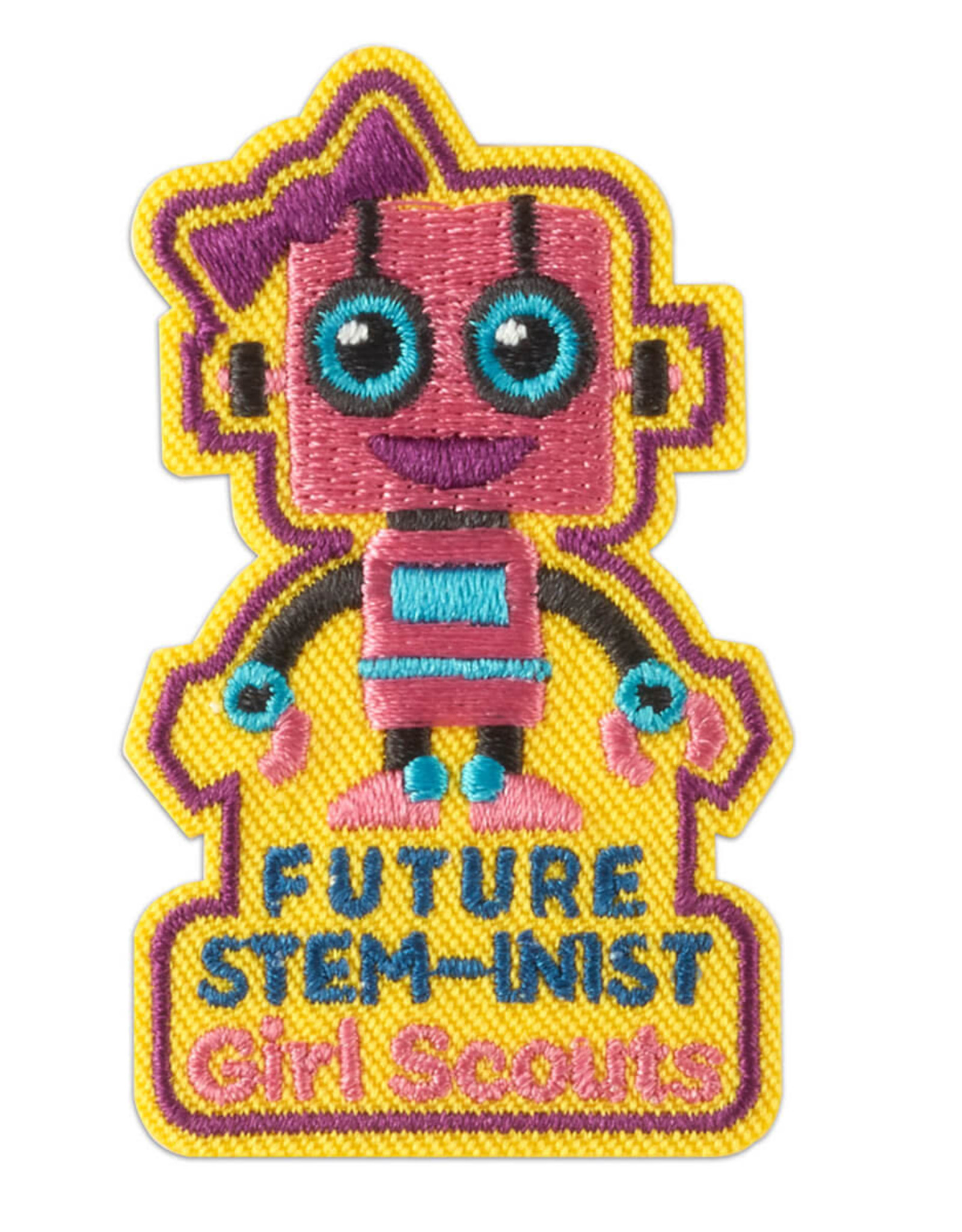 GIRL SCOUTS OF THE USA ! Future STEM-Inist Pink Robot Iron-On Patch