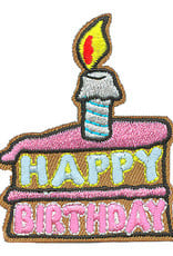 Advantage Emblem & Screen Prnt *Happy Birthday Cake Slice w/ Candle Fun Patch