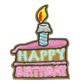 Advantage Emblem & Screen Prnt *Happy Birthday Cake Slice w/ Candle Fun Patch