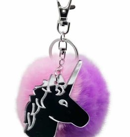 Pom Pom Unicorn Mirror Keychain