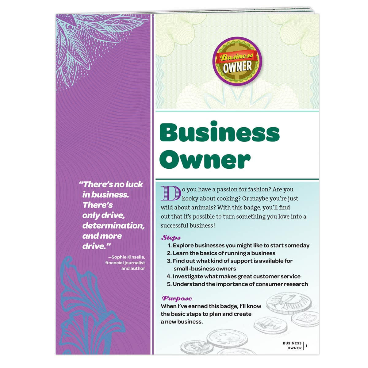 GIRL SCOUTS OF THE USA Junior Business Owner Requirements Pamphlet