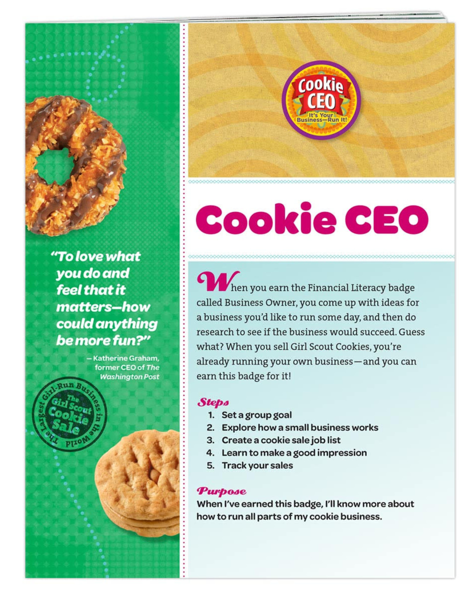 GIRL SCOUTS OF THE USA Junior Cookie CEO Requirements Pamphlet