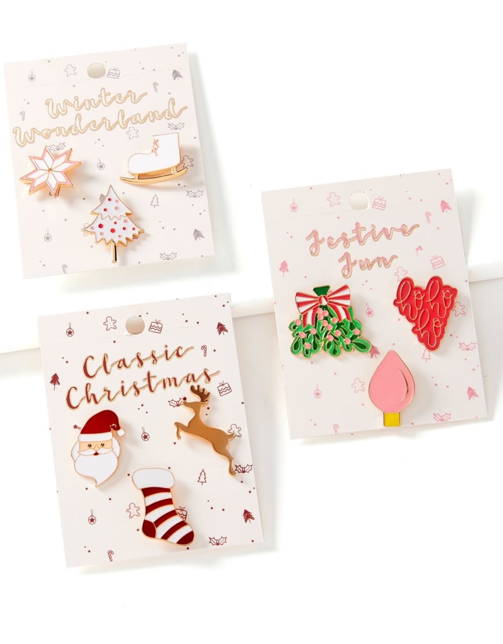 GiftCraft Inc. Enamel Pins Christmas Holiday Assorted Set/3 GREENSAT