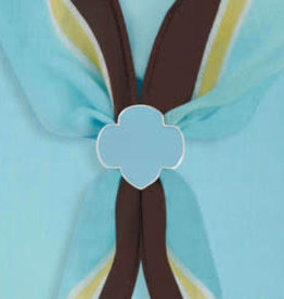 GSUSA Brownie Light Blue Solid Trefoil Scarf Slide