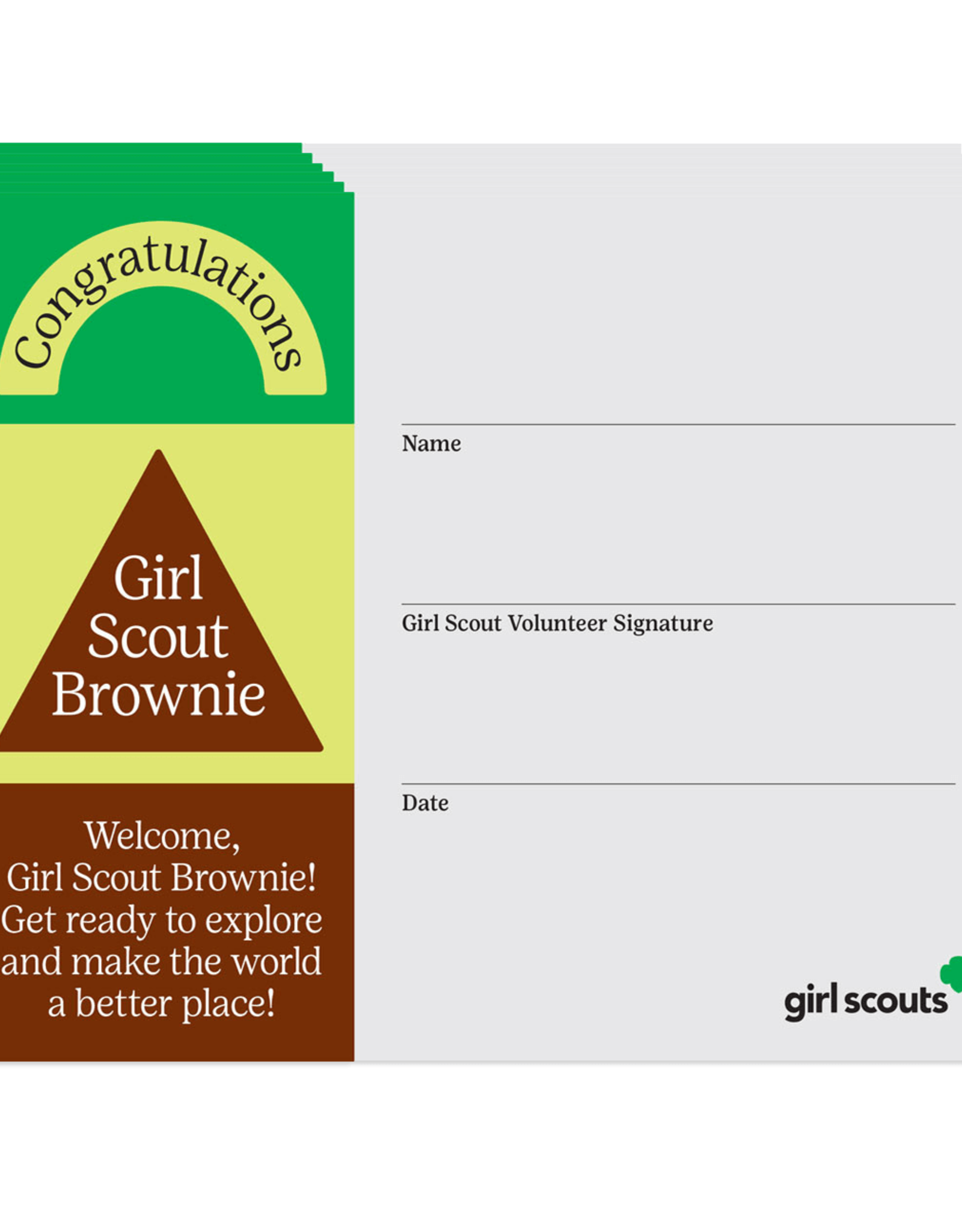 GIRL SCOUTS OF THE USA Bridge to Brownie Certificate