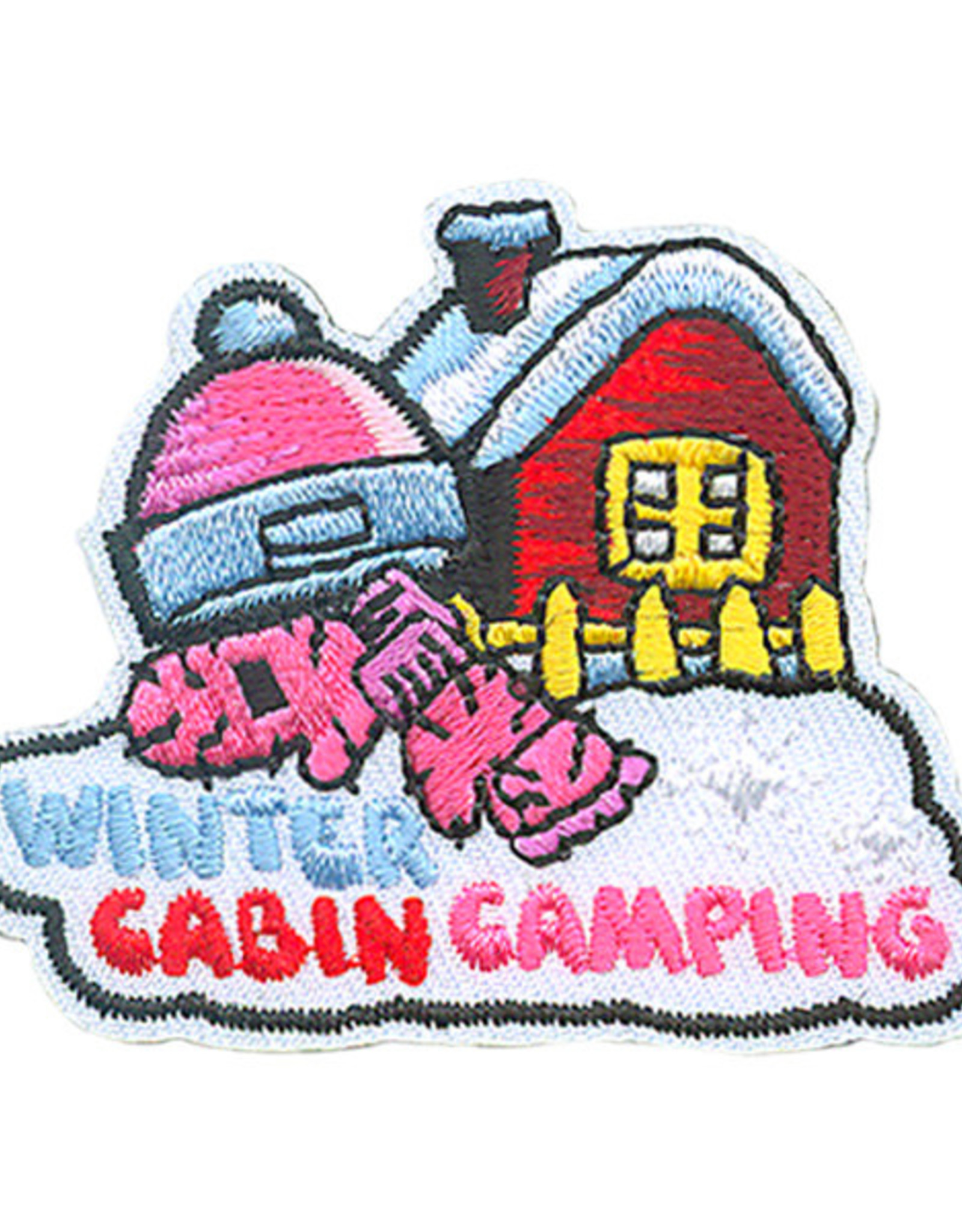 Advantage Emblem & Screen Prnt Winter Cabin Camping w/Cabin, Mitten and Beanie
