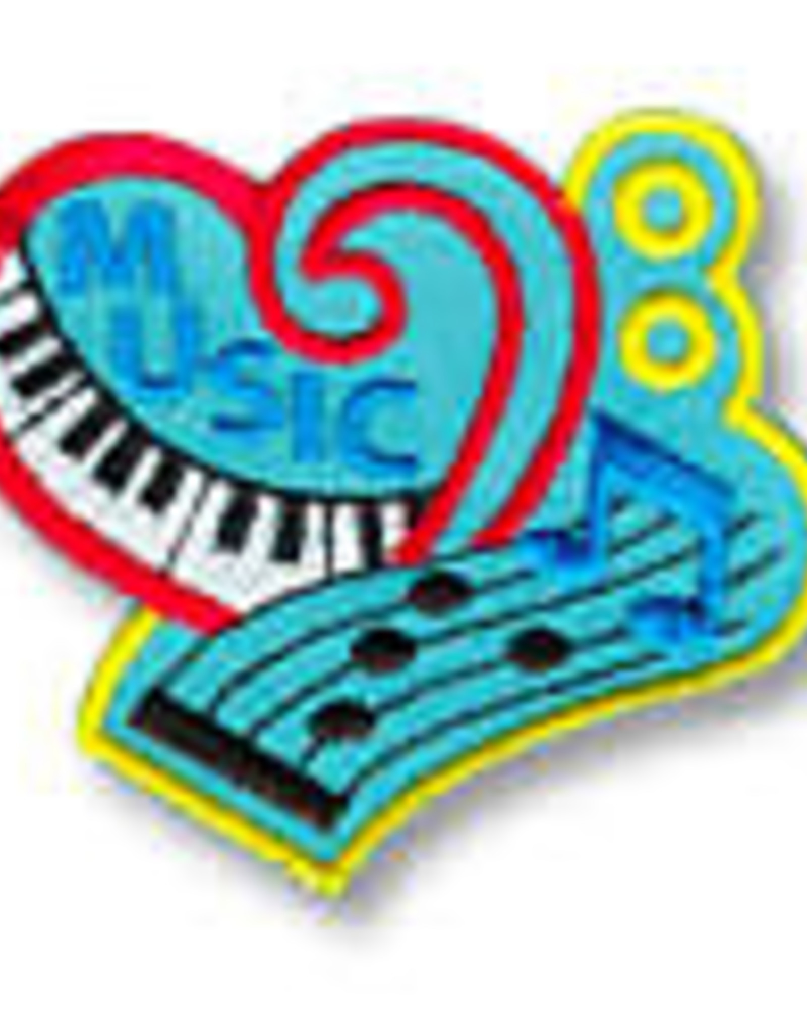 snappylogos Music w/ Heart & Piano Keys Fun Patch (7720)