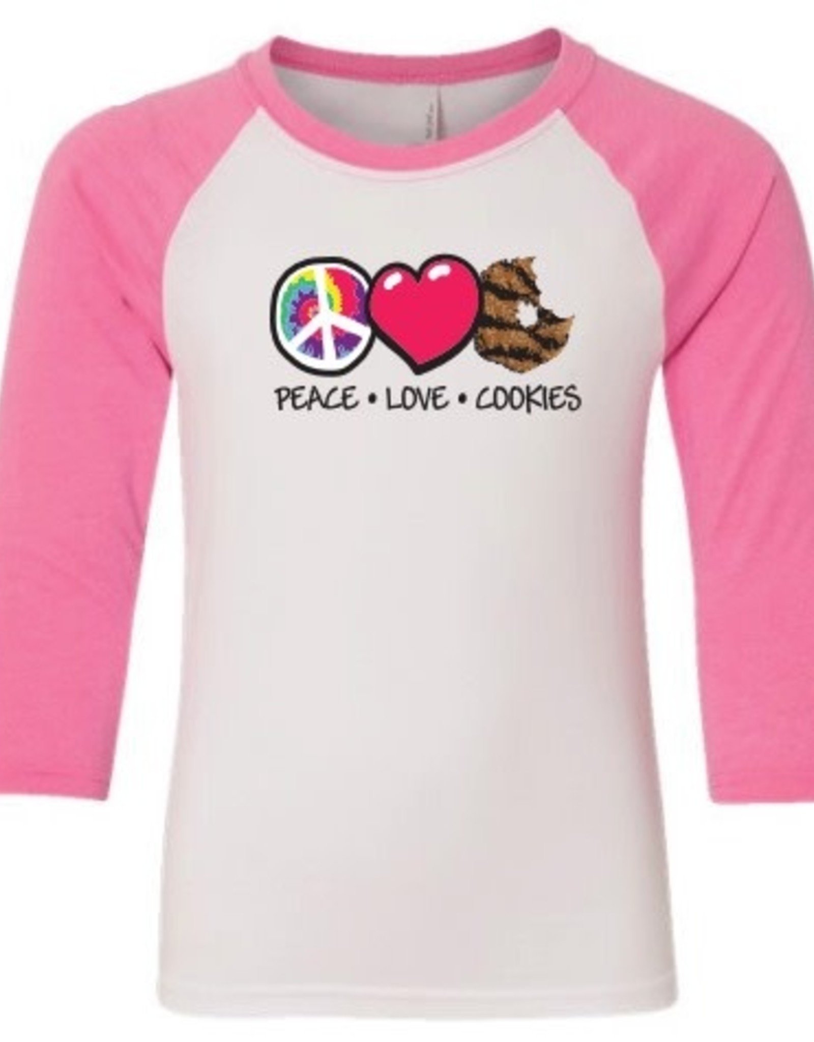 Peace Love Cookies Baseball Tee - Girls
