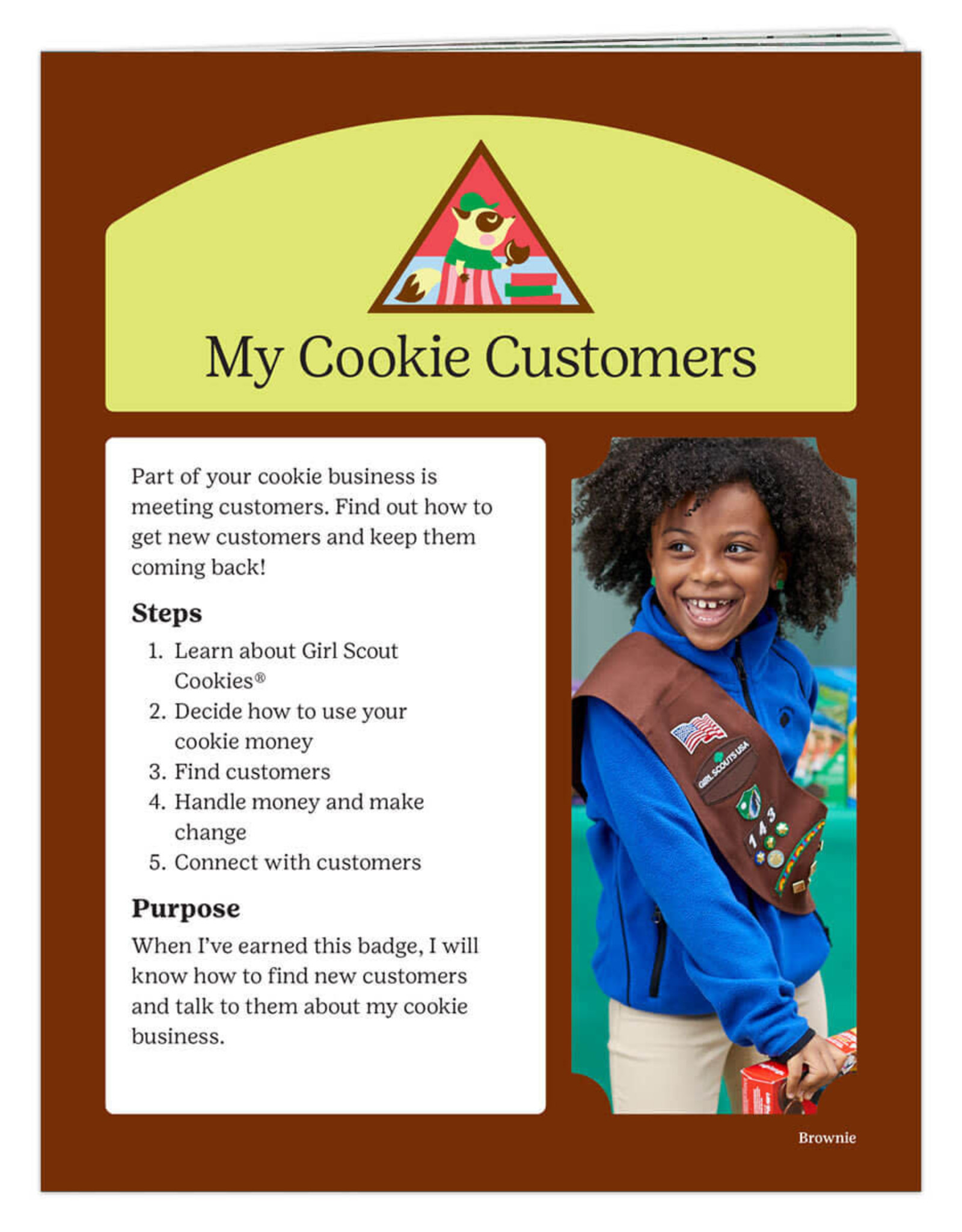 GIRL SCOUTS OF THE USA Brownie My Cookie Customers Badge Requirements Pamphlet