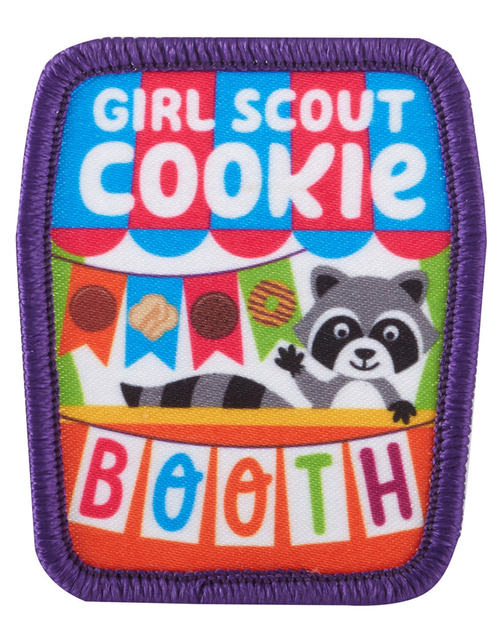 GSUSA Girl Scout Cookie Booth w/Racoon Sew-On Patch