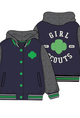 Navy & Gray Varsity Hooded Sweatshirt Jacket - Women's