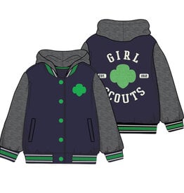 Navy & Gray Varsity Hooded Sweatshirt Jacket - Women's