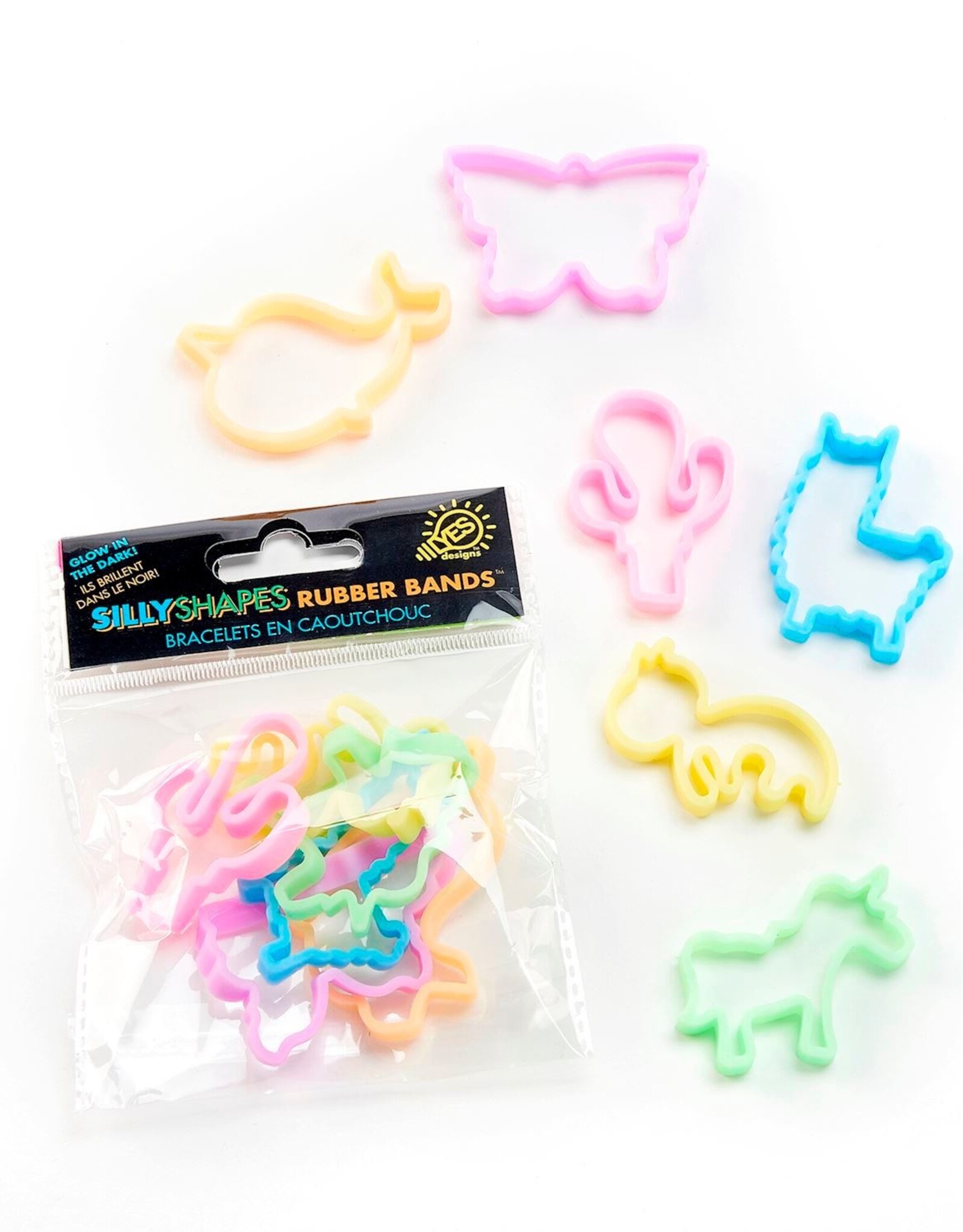 Yes Designs Glow in the Dark Silly Shapes Rubber Band Bracelets