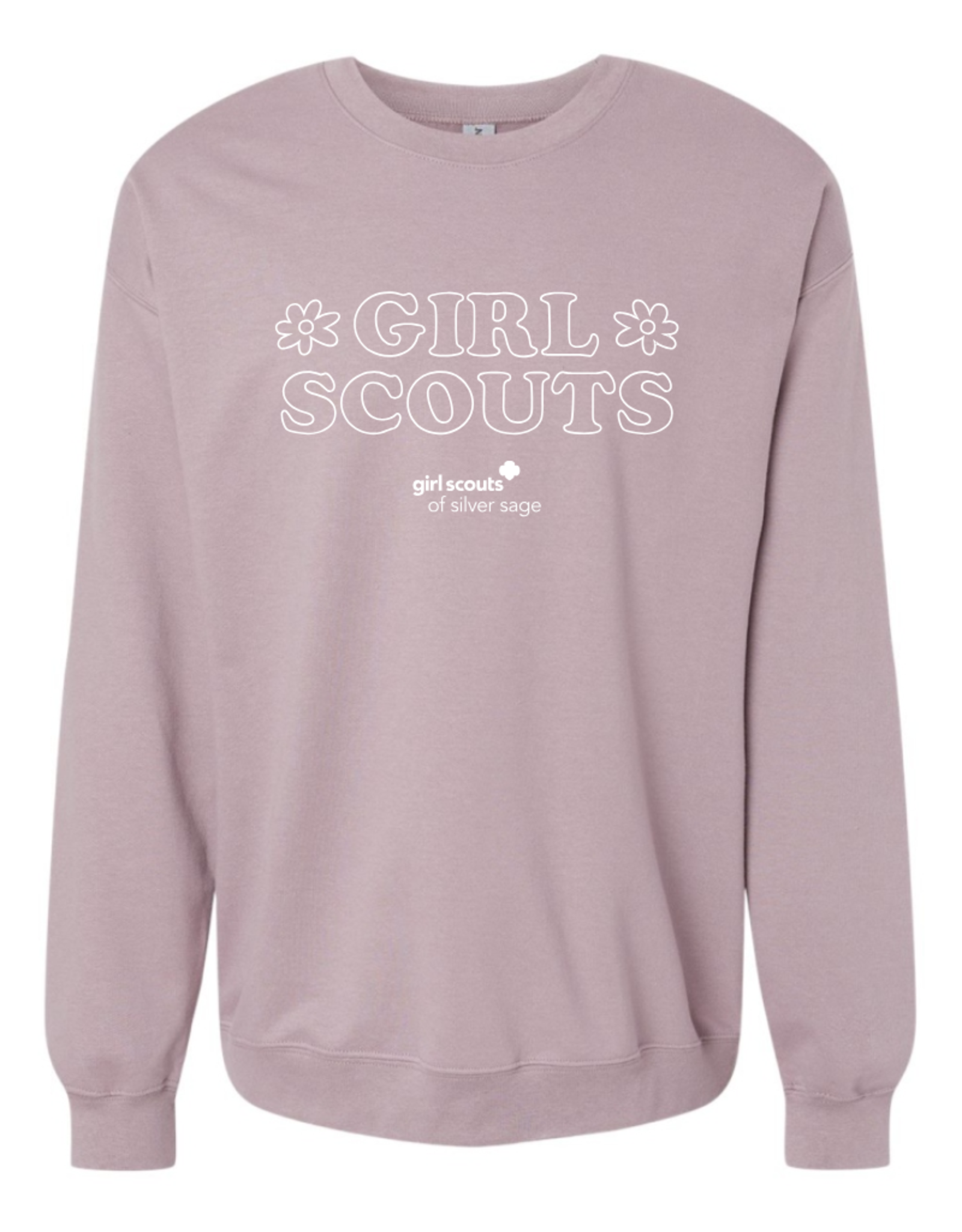 Silver Sage Puff Embroidery Crew Neck Long Sleeve Shirt - Adult