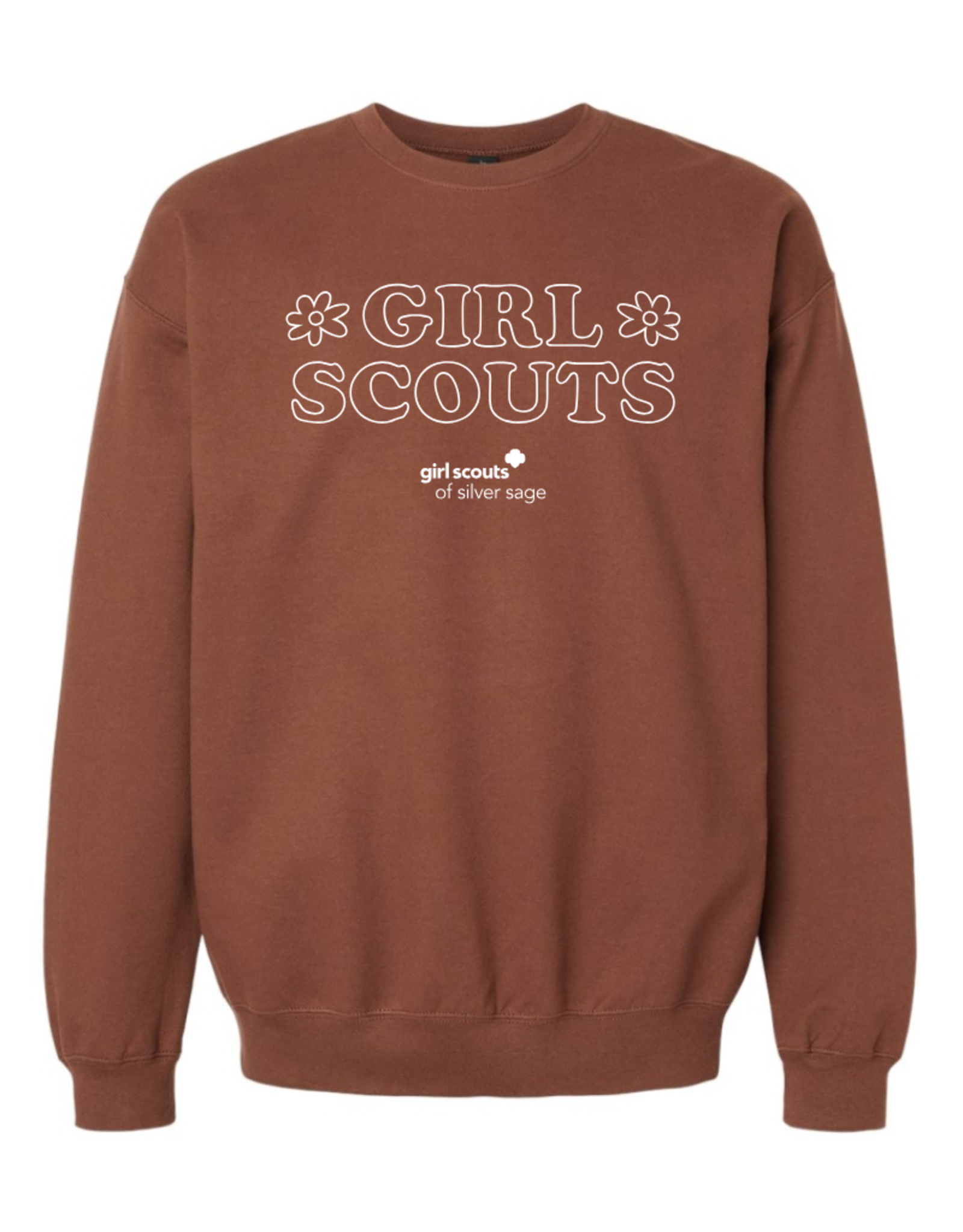 Silver Sage Puff Embroidery Crew Neck Long Sleeve Shirt - Adult
