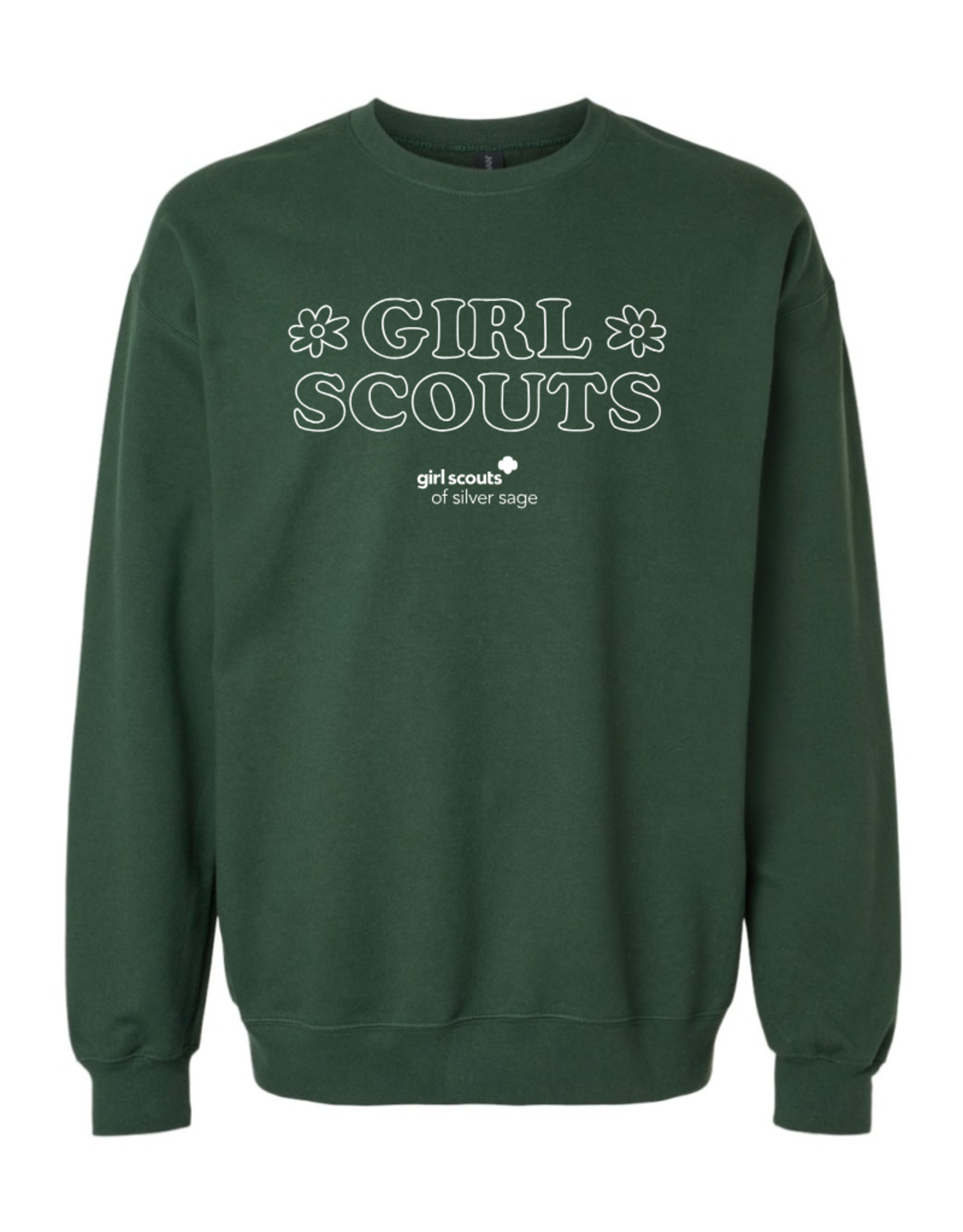 Silver Sage Puff Embroidery Crew Neck Long Sleeve Shirt - Adult