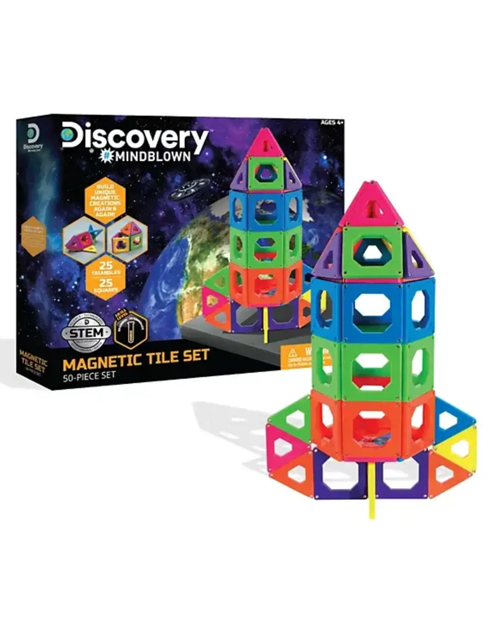 Discovery #MINDBLOWN Magnetic Tile Building Blocks Set 50 Piece