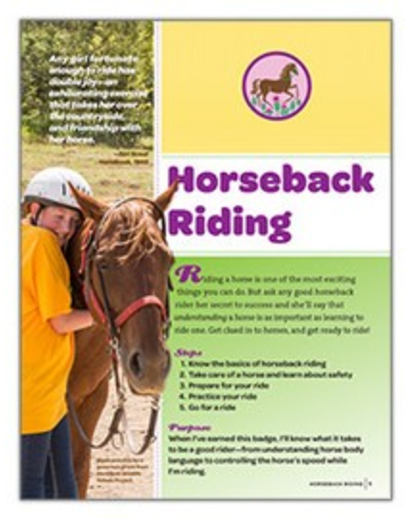 GIRL SCOUTS OF THE USA Junior Horseback Riding Requirements