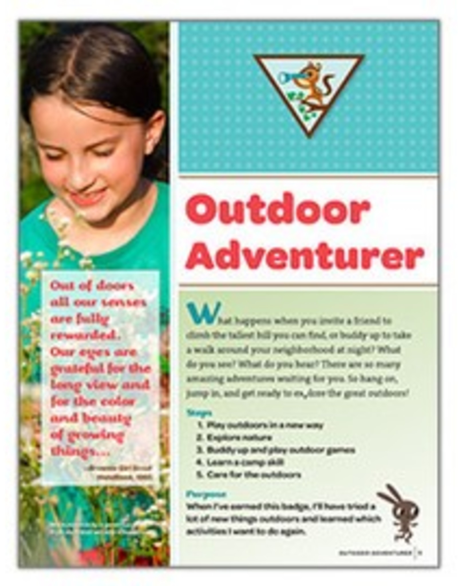 GIRL SCOUTS OF THE USA Brownie Outdoor Adventurer Requirements