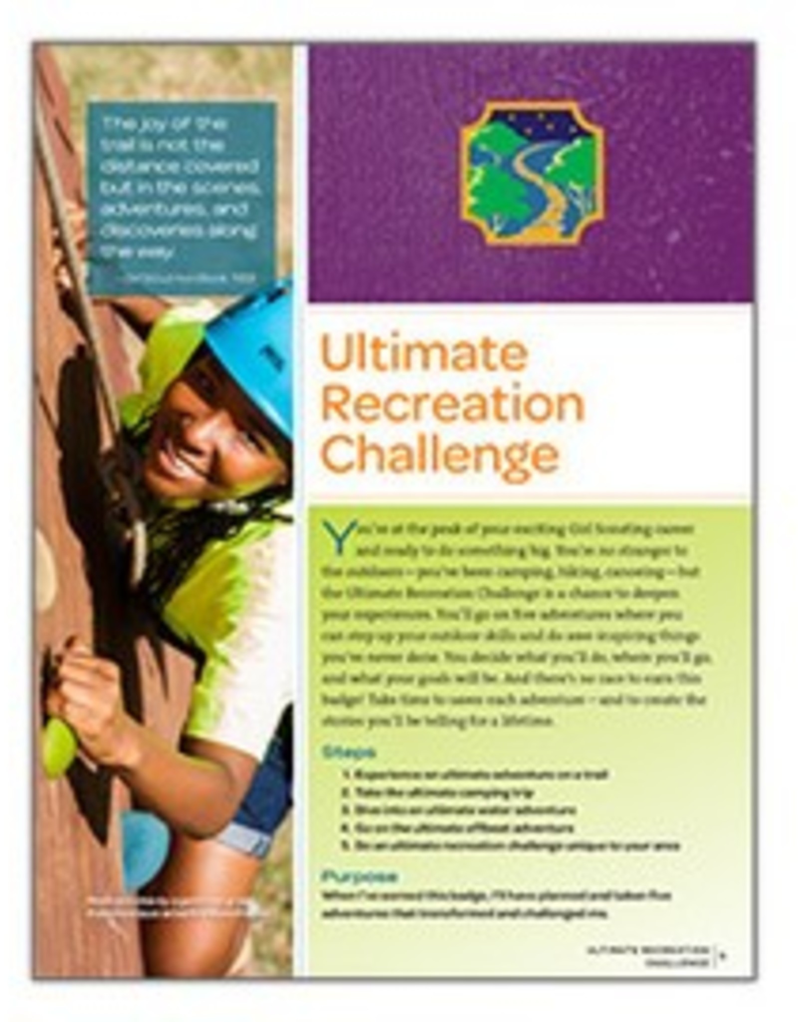 GIRL SCOUTS OF THE USA Ambassador Ultimate Recreation Requirements