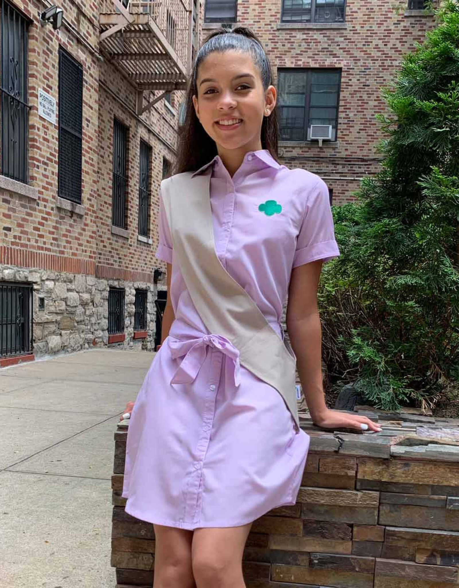 GSUSA NEW20 Lilac Chambray Shirt Dress