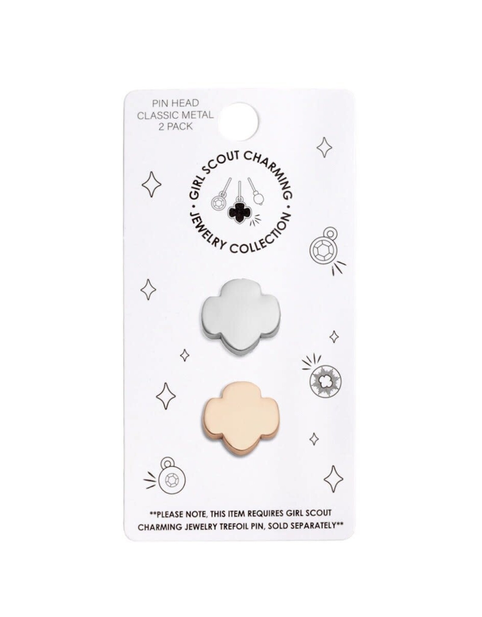 Girl Scout Charming Jewelry 2pc Classic Trefoil Charm Pin Headers
